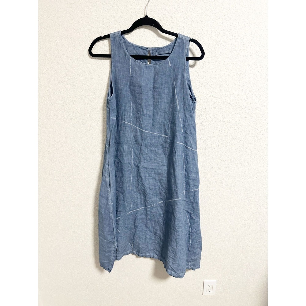 Elemente Clemente Linen Sleeveless Shift Dress Keyhole Back Boat Neck Size 1